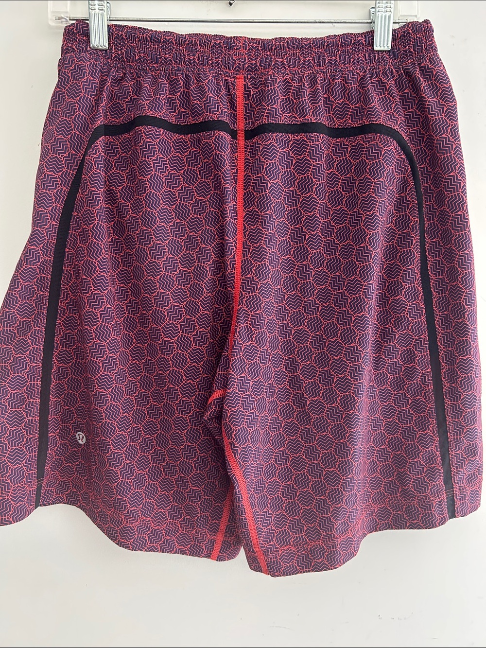 Lululemon Mens Pace Breaker 9" Lined Shorts Geometric pink navy Running Med